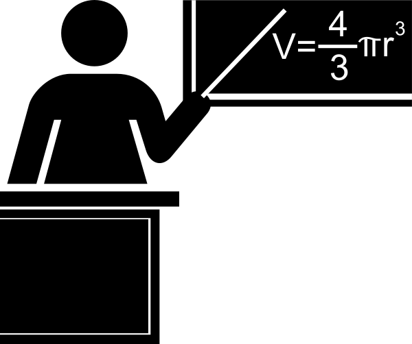 teacher silhoette by desk blackboard