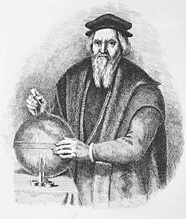 Sebastian Cabot with globe