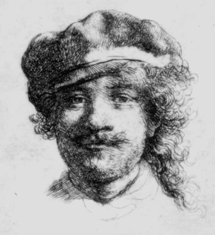 Rembrandt self portrait etch