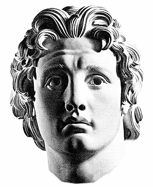 Alexander the Great bust halftone