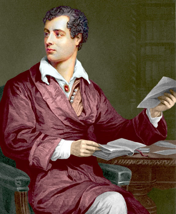 Lord Byron coloured drawing
