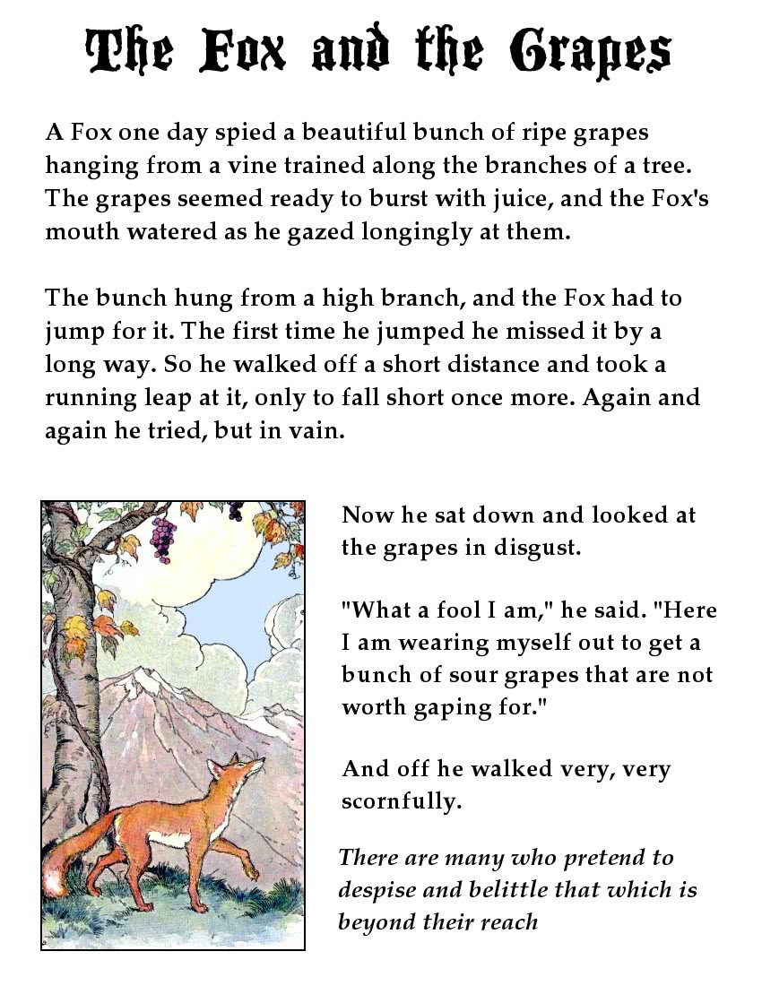 Fox and the Grapes page