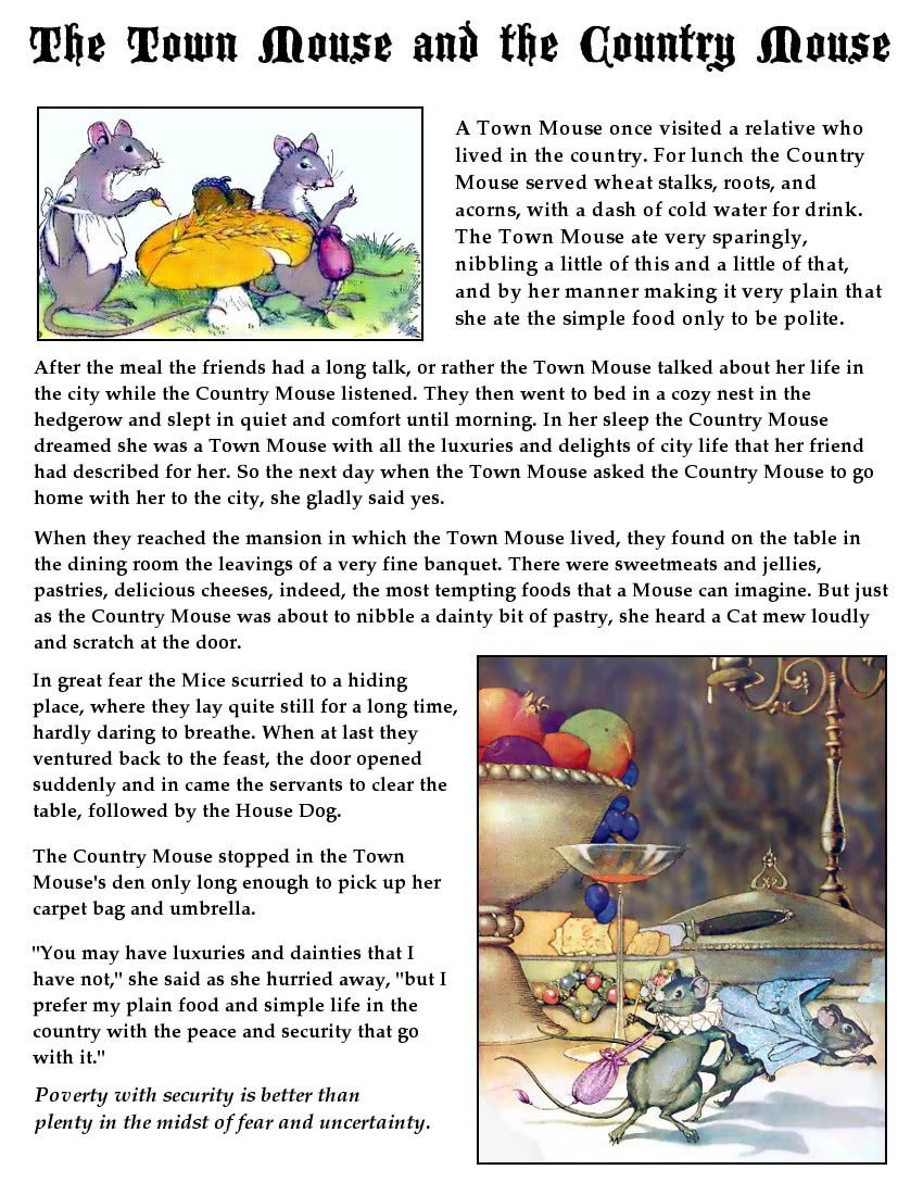 Town Mouse and the Country Mouse page