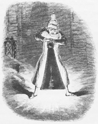 Scrooge extinguishes first spirit