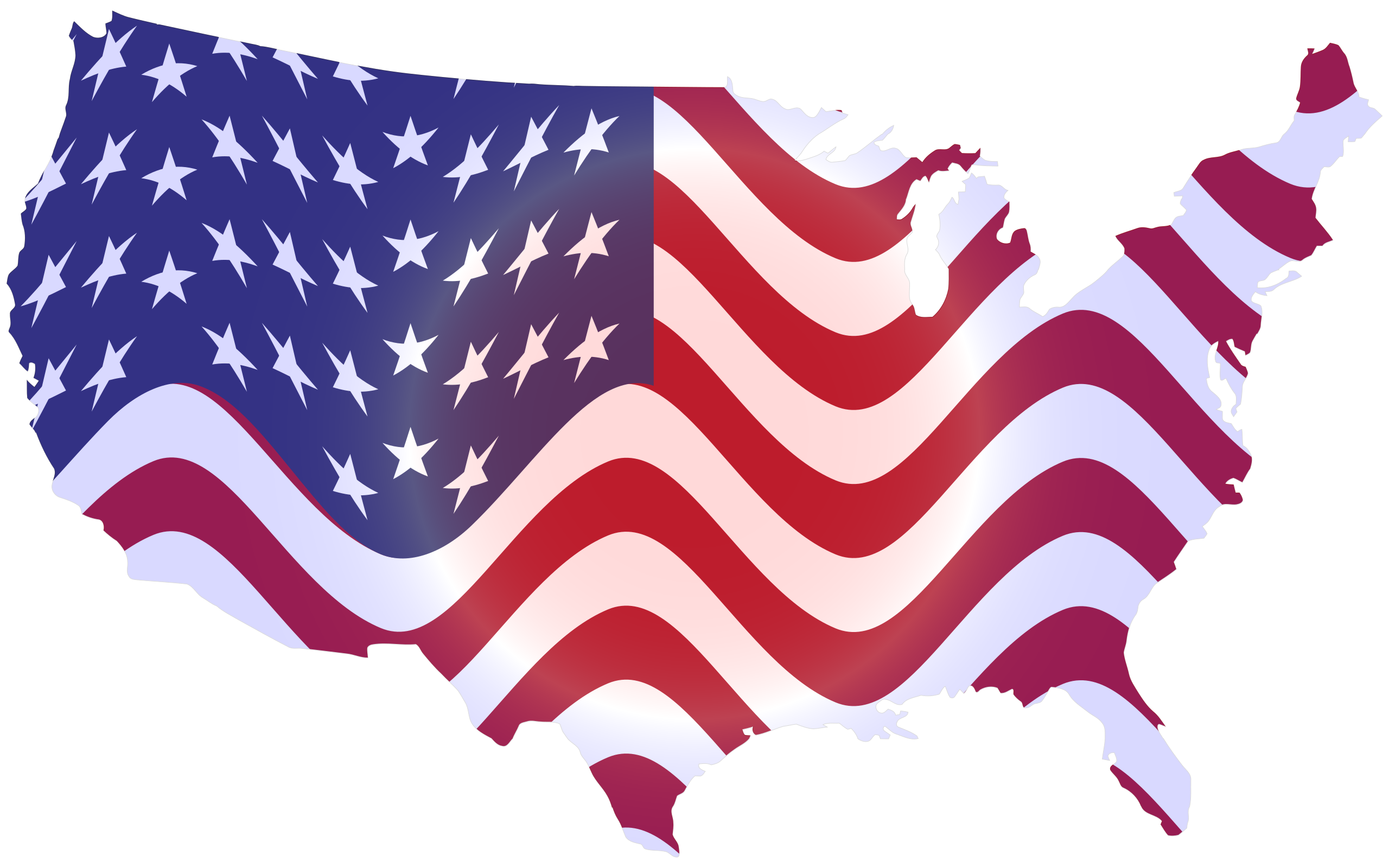 USA flag map wavy