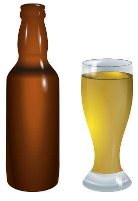 beer bottle and glass