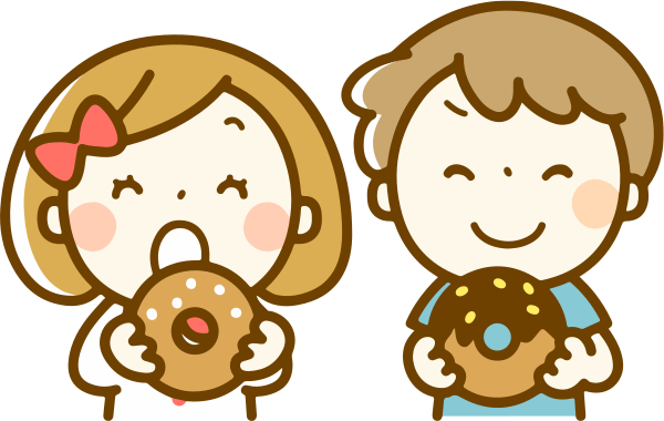 children eating donuts