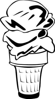 ice cream cone 2 scoop BW