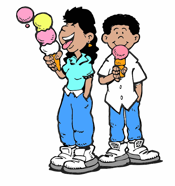 kids eating ice cream cones