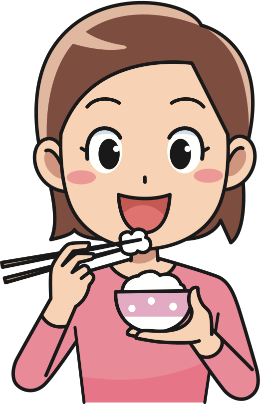woman eating rice