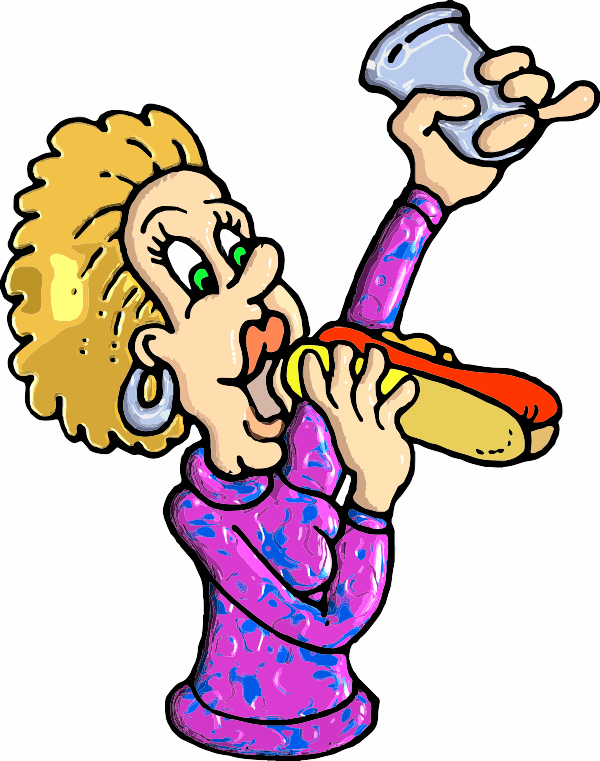 lady eating hotdog