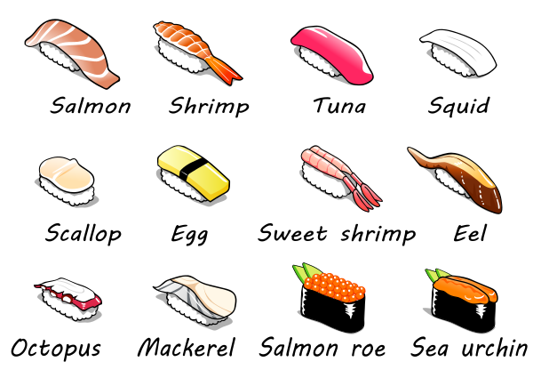 sushi labeled