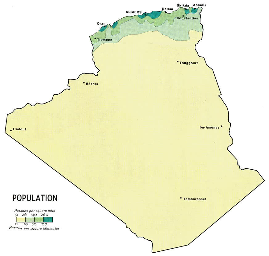 Algeria population density 1971
