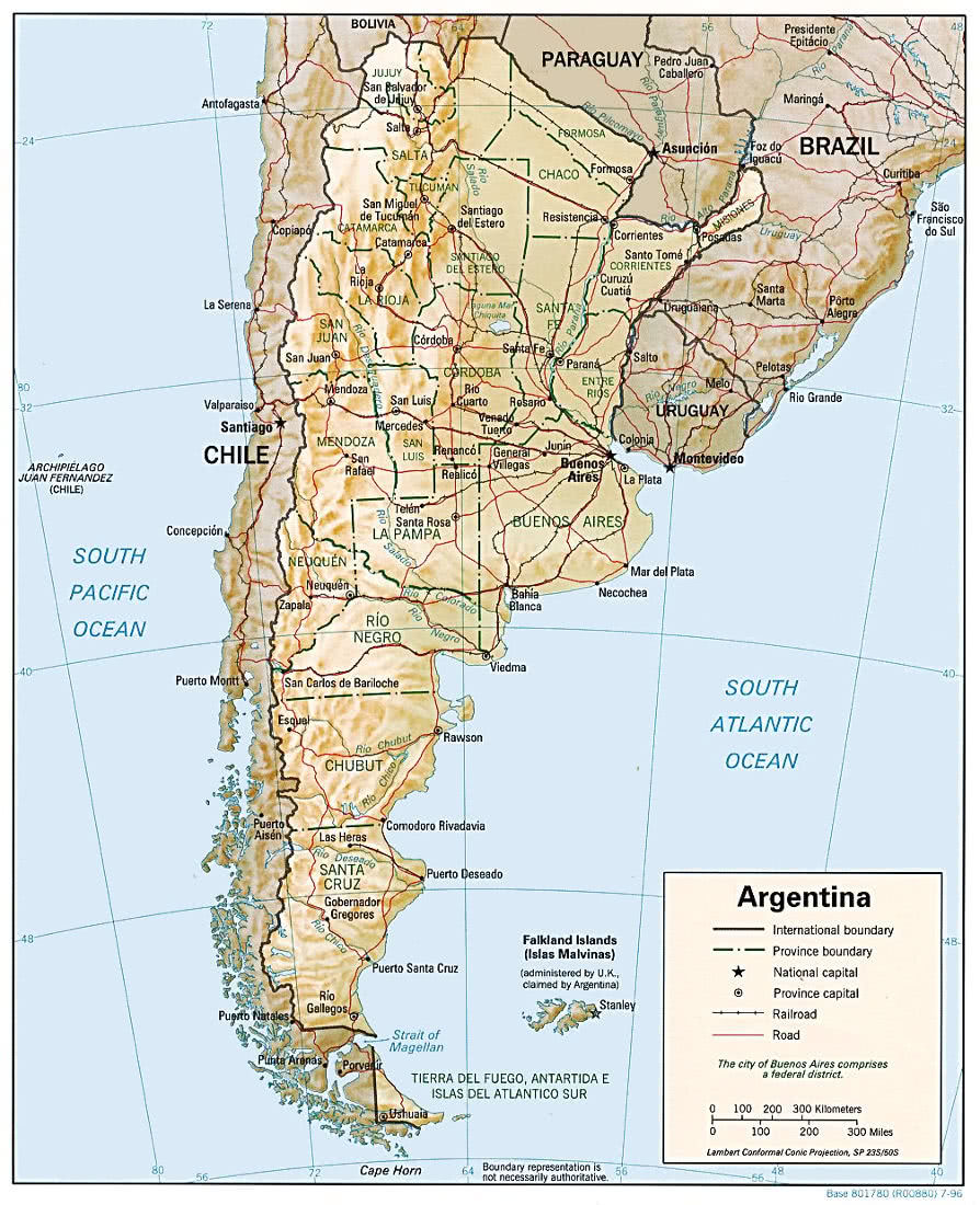 Argentina relief map