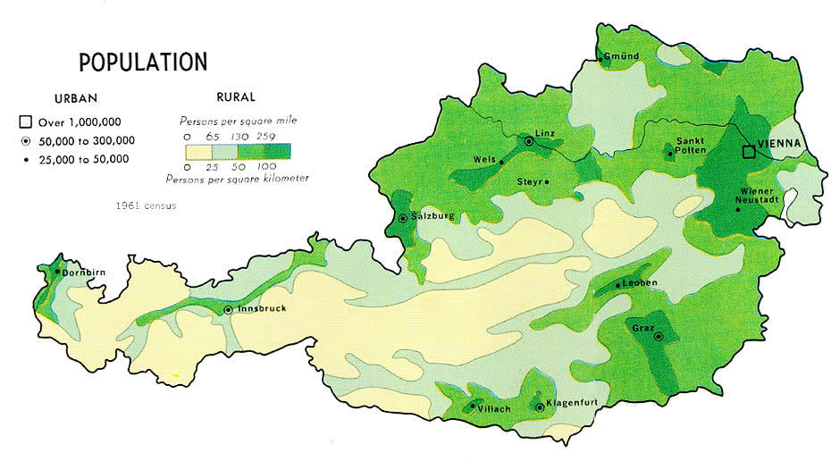 Austria population density 1969