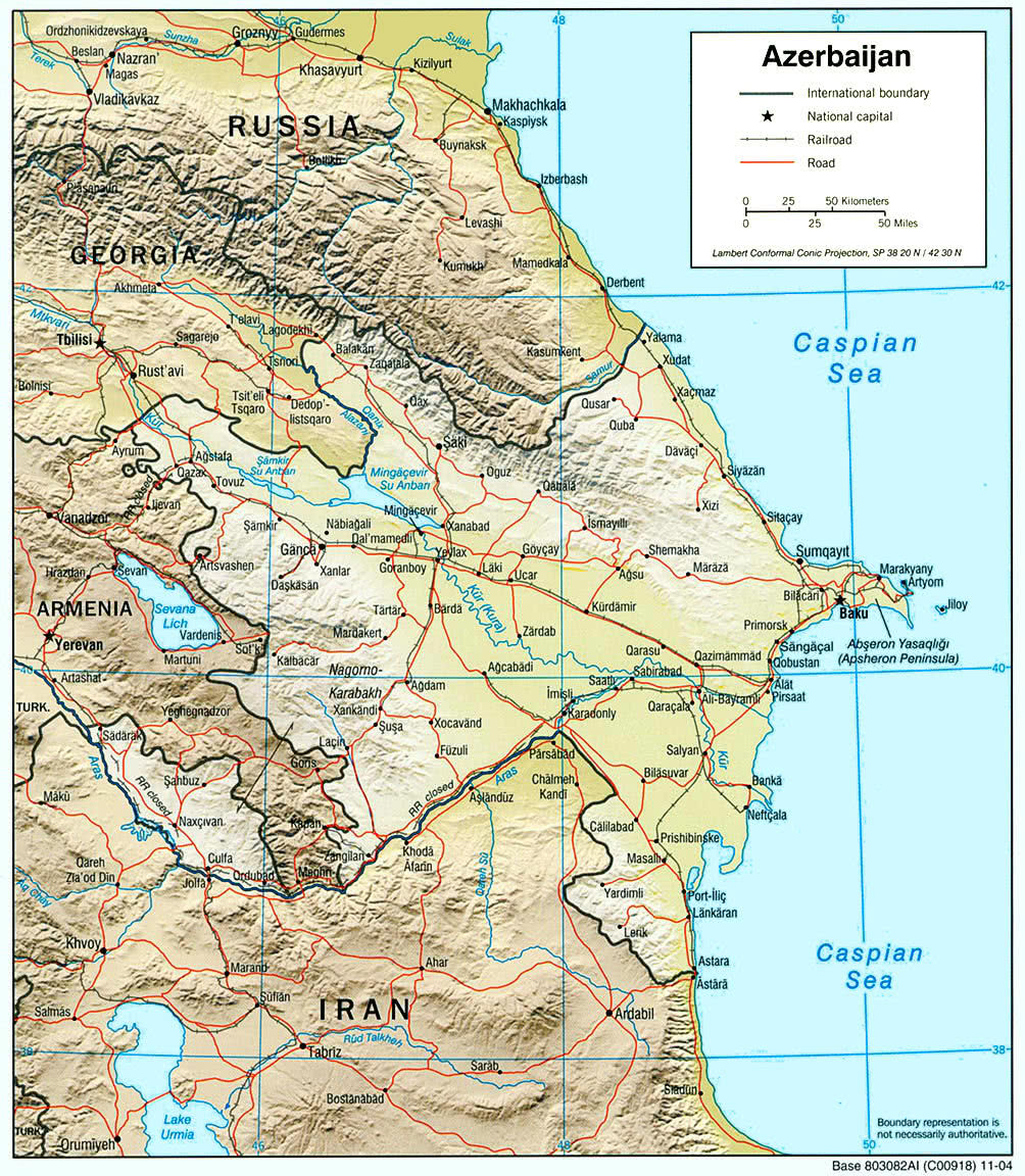 Azerbaijan relief map