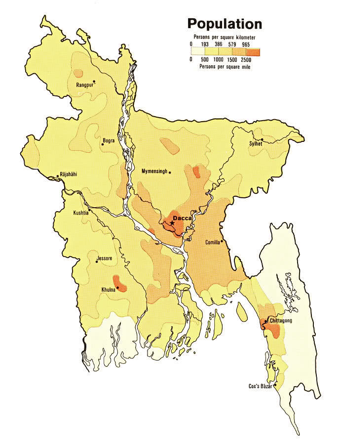 Bangladesh population density 1979