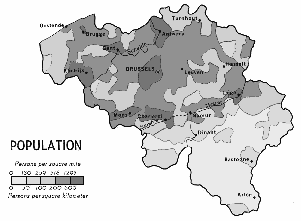 Belgium population density 1968