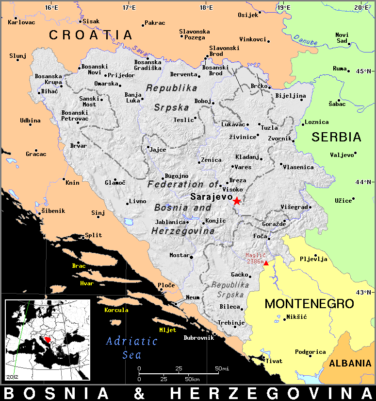 Bosnia and Herzegovina detailed dark