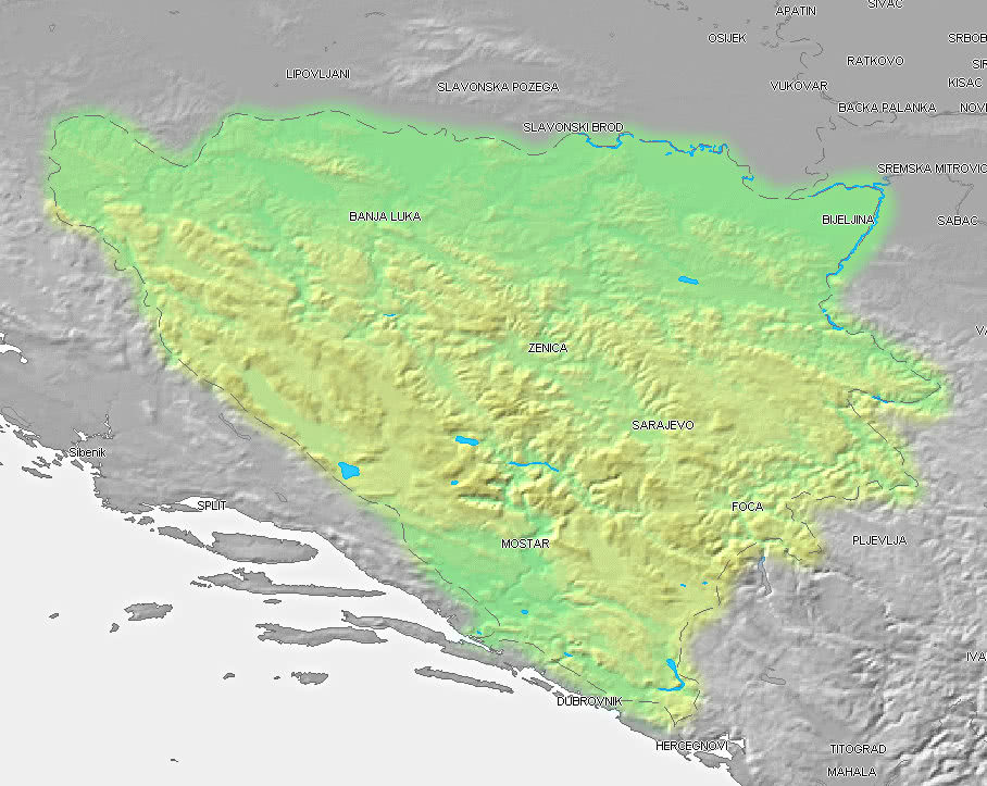 Boznia Herzegovina topographic