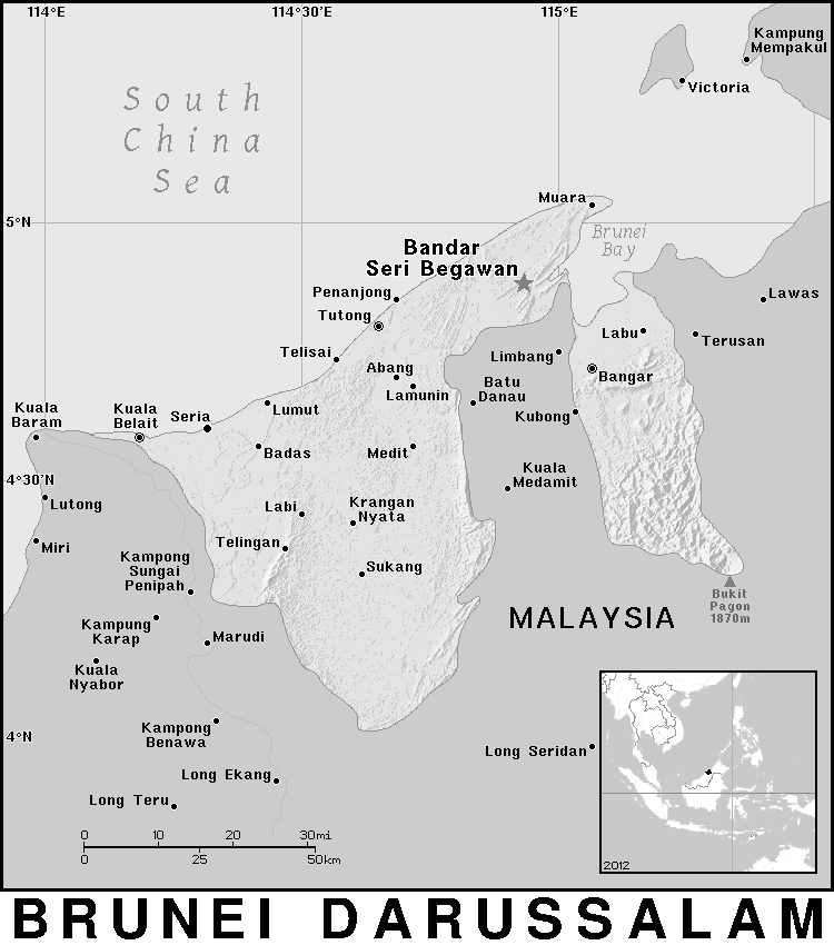 Brunei Darussalam detailed BW
