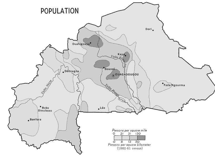 Burkina population density 1968