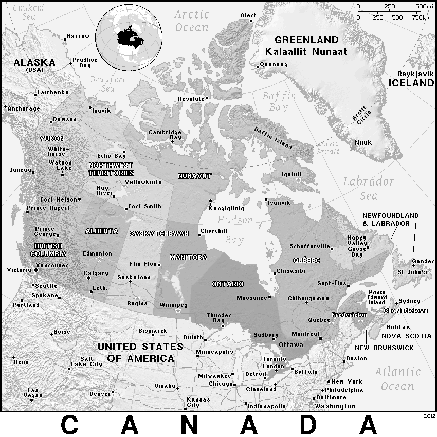 Canada detailed BW