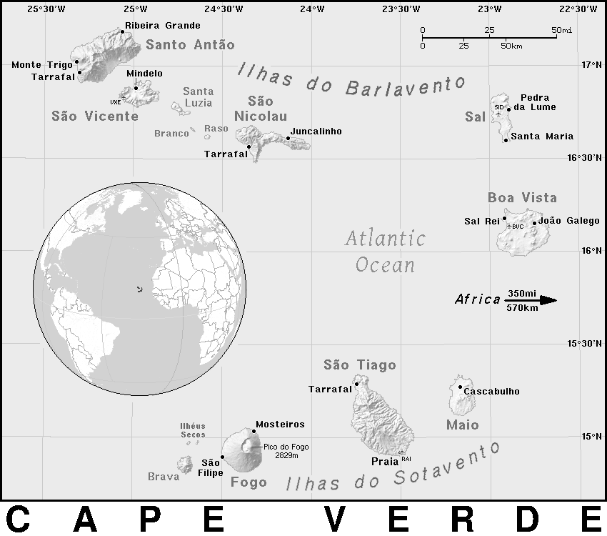 Cape Verde detailed BW