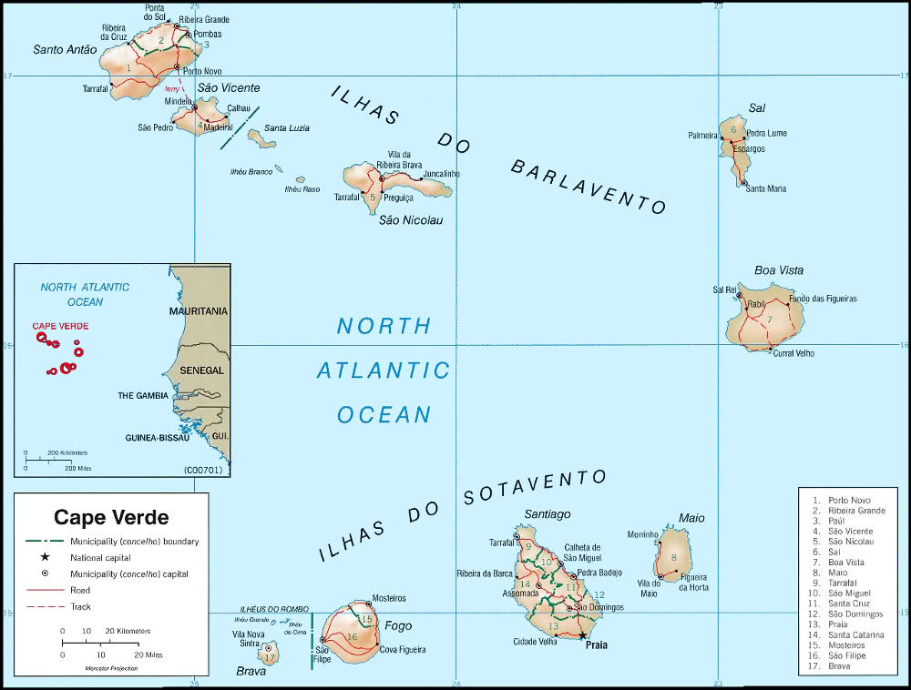 Cape Verde relief map
