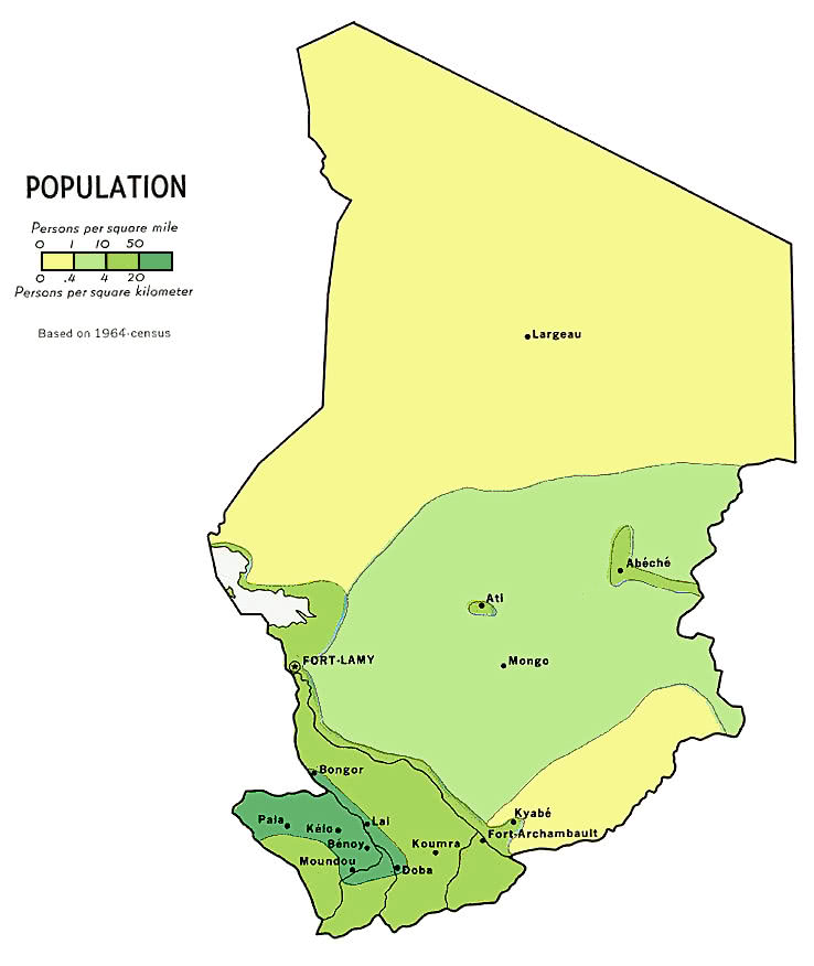 Chad population density 1969