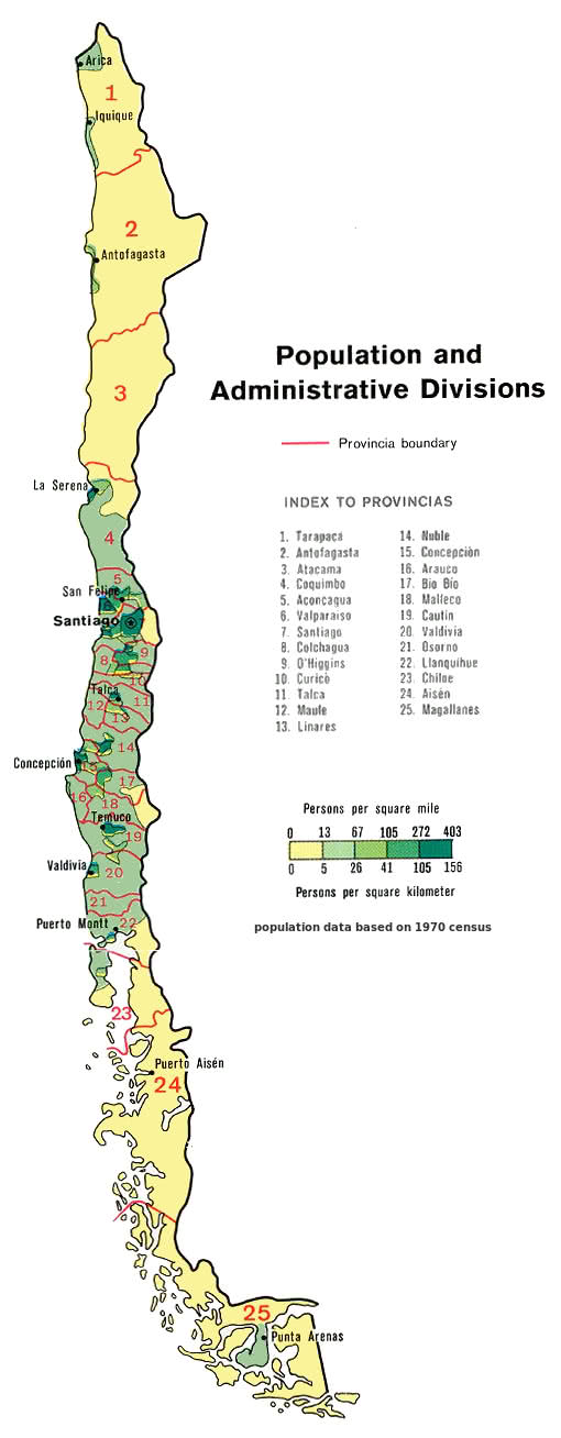 Chile population density 1972