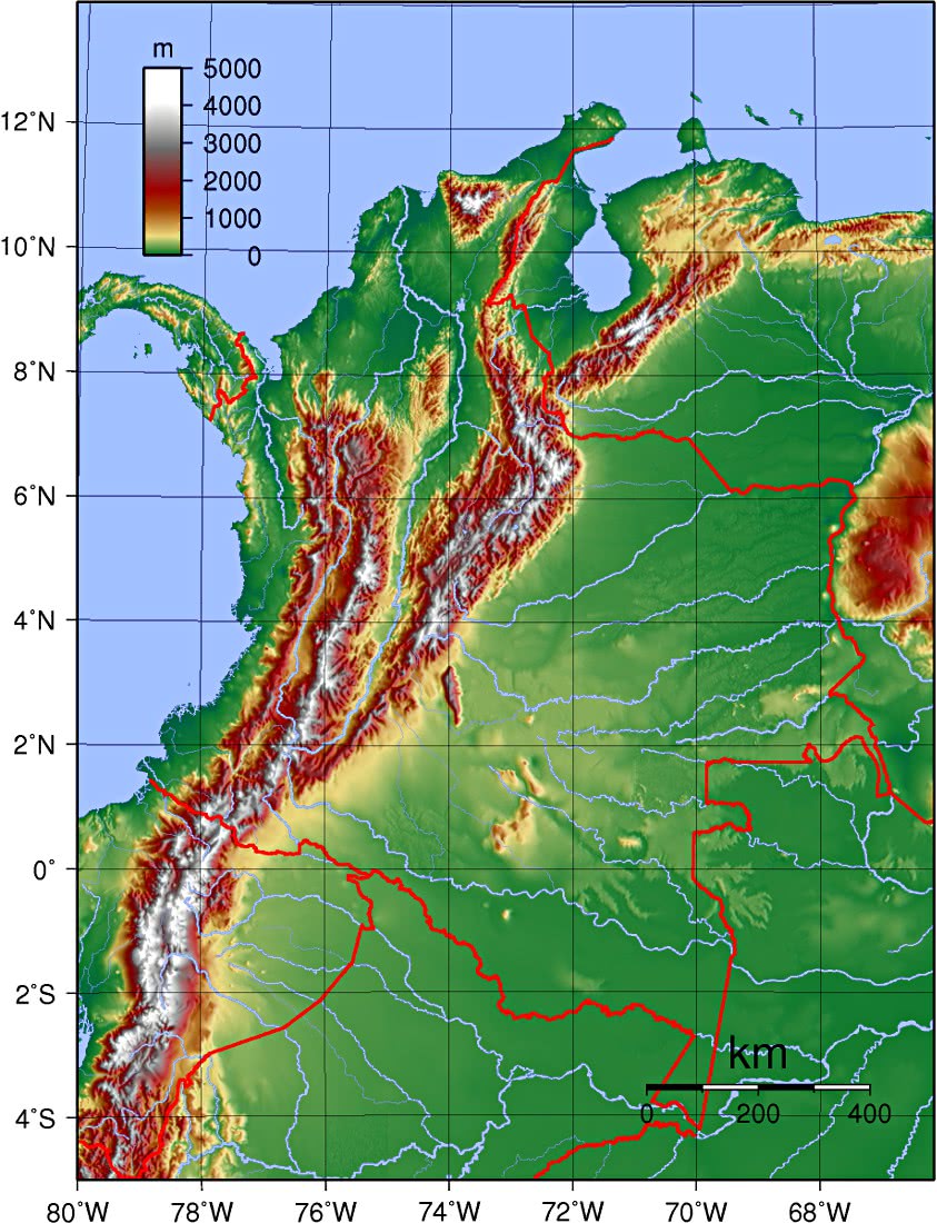 Colombia Topography