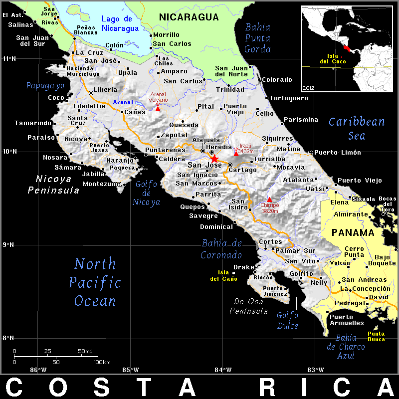 Costa Rica detailed dark