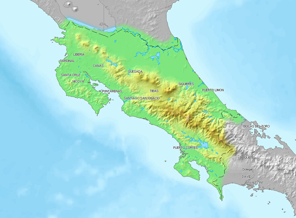 Costa Rica topographic