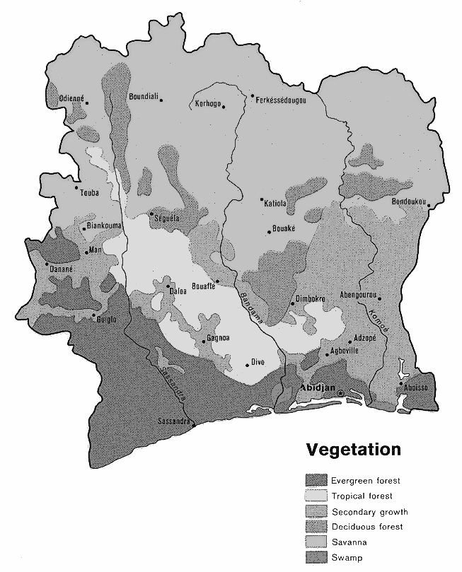 Cote dIvoire vegetation 1972