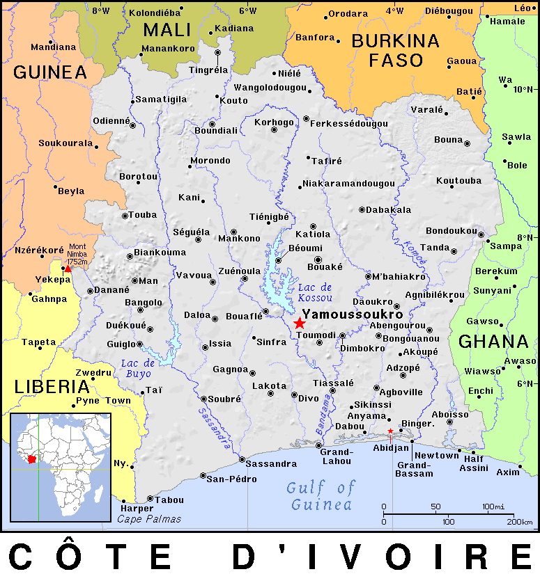 Cote d Ivoire  Ivory Coast detailed