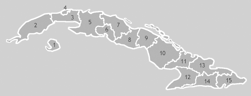 Cuba Provinces numbered