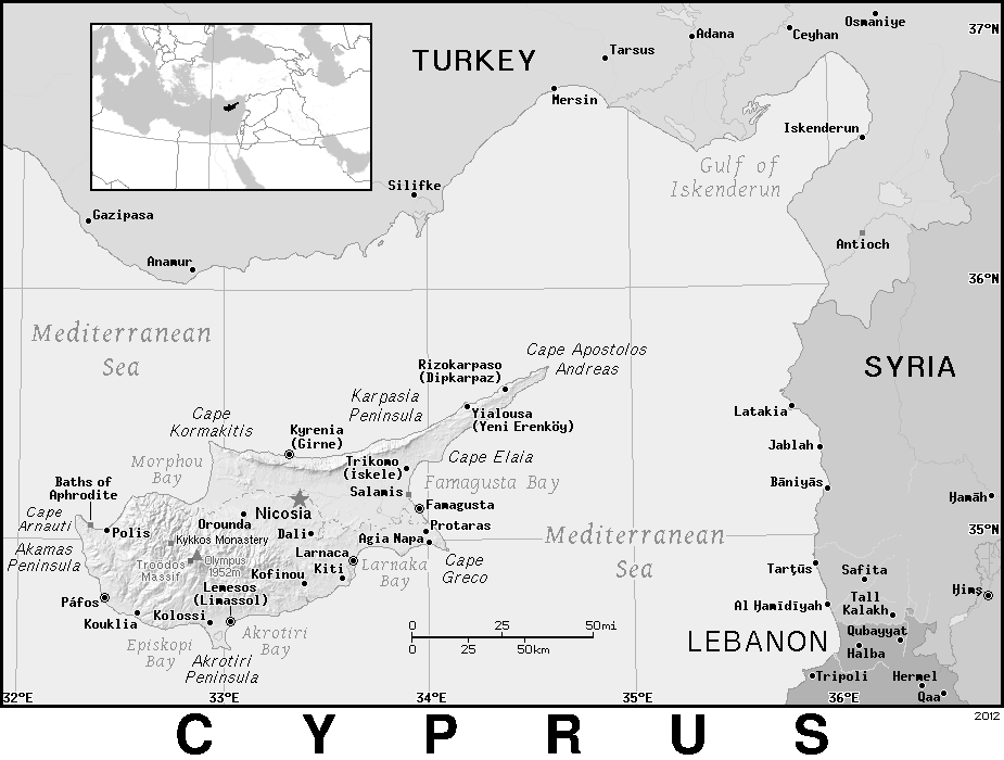 Cyprus detailed BW