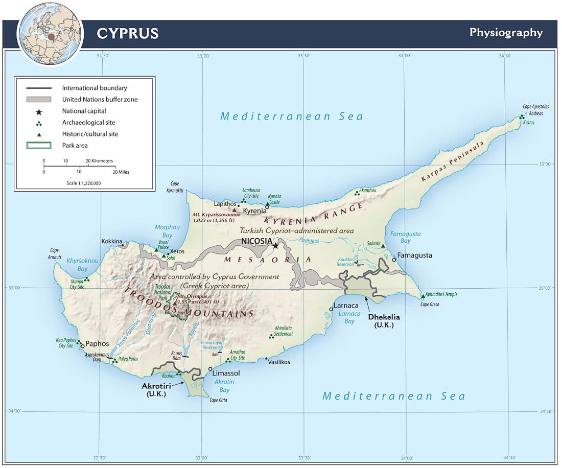 Cyprus relief map