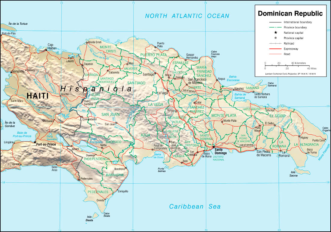 Dominican Republic relief map 2004