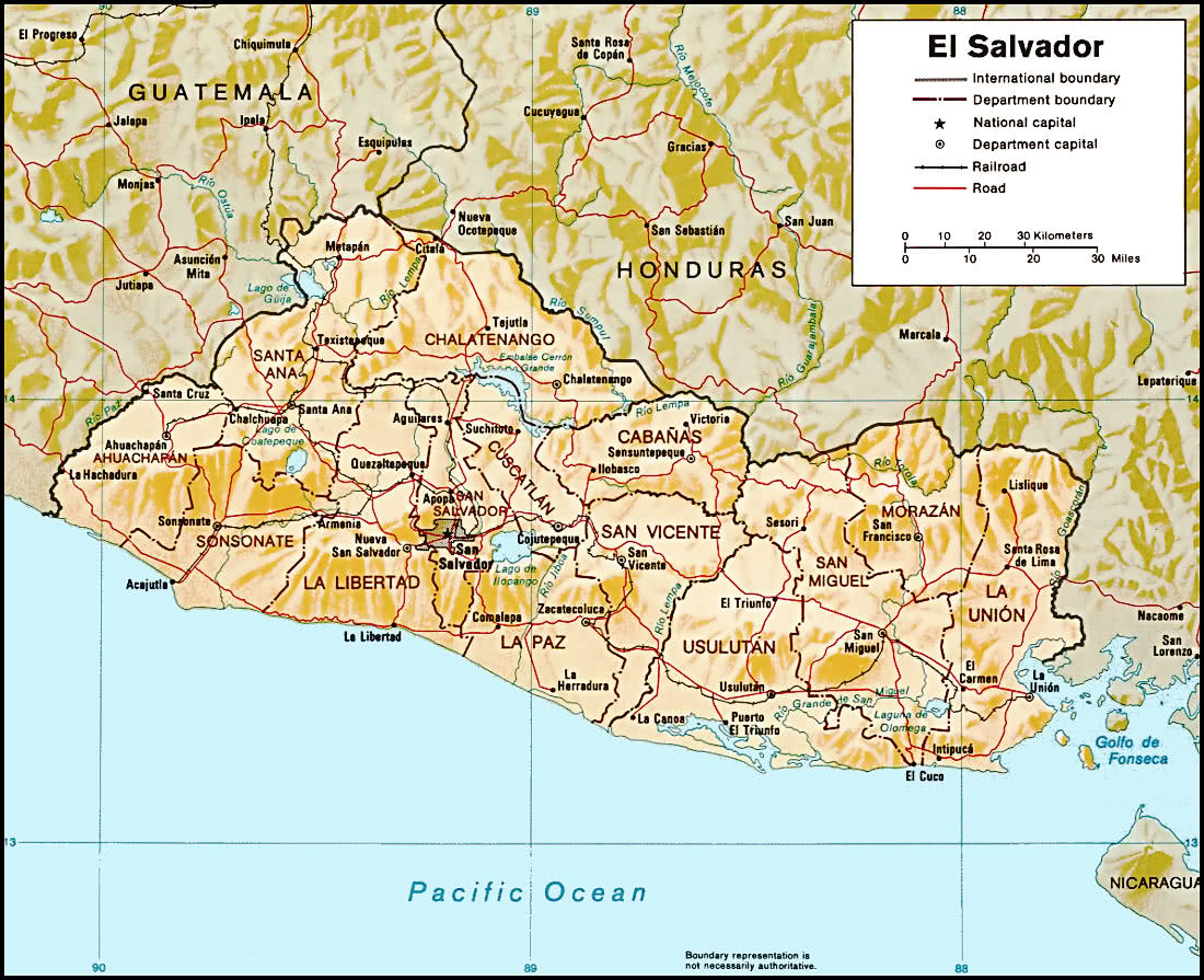 El Salvador relief map