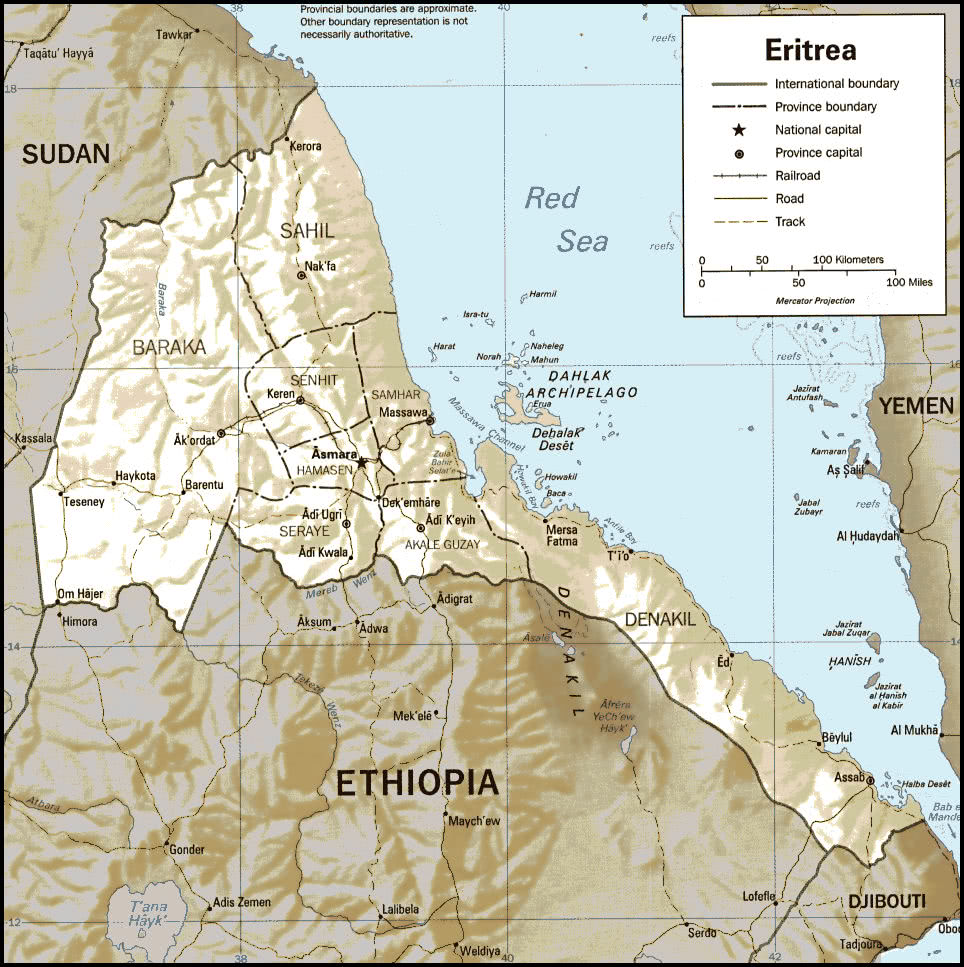 Eritrea relief map