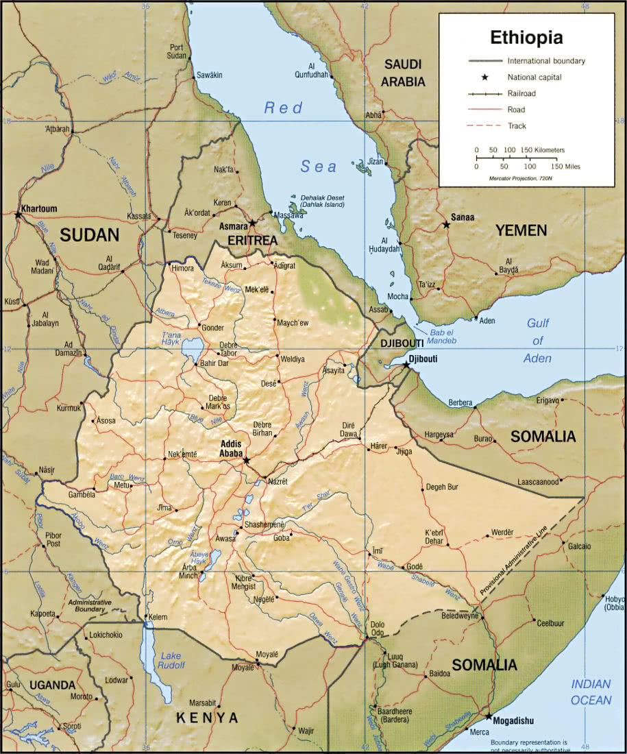 Ethiopia relief map