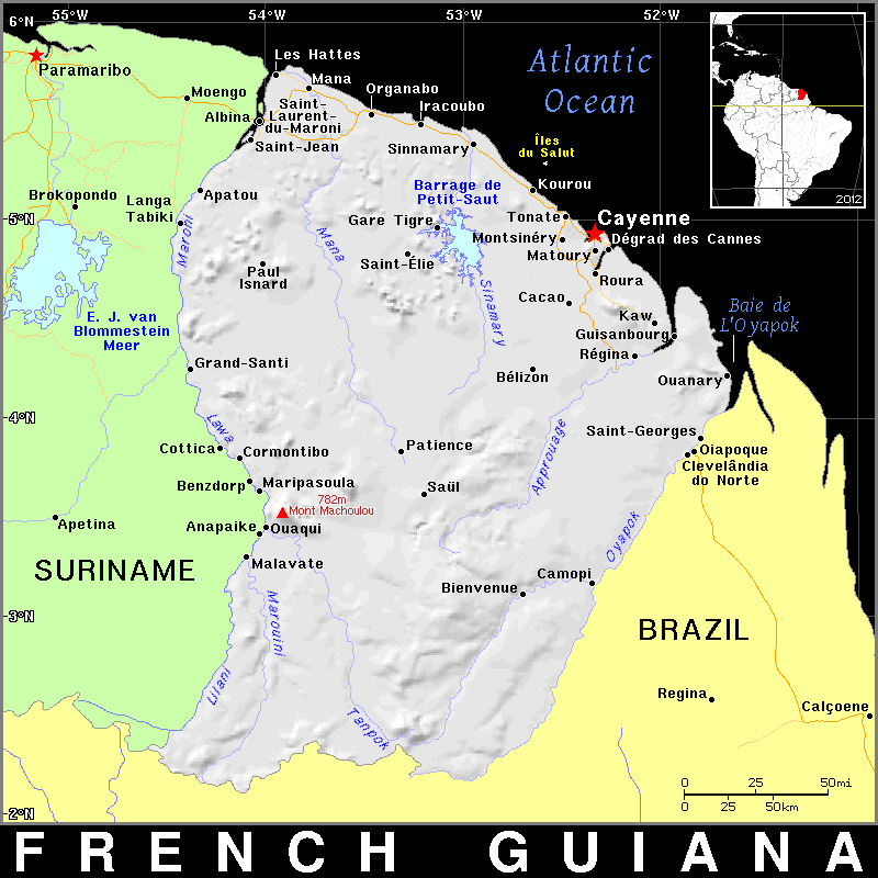 French Guiana dark detailed