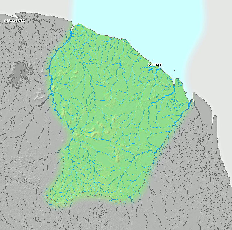 French Guiana topographic