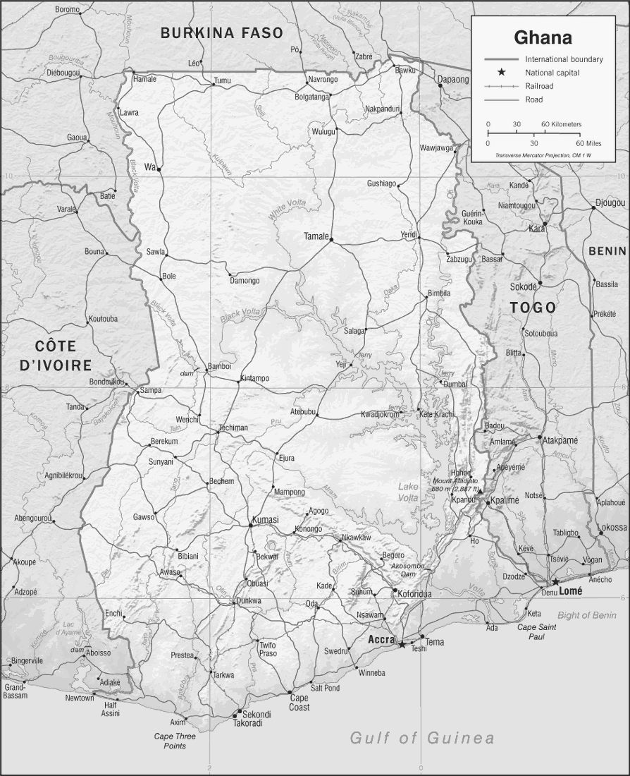 Ghana relief map 2007