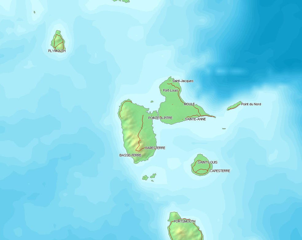 Guadeloupe topographic
