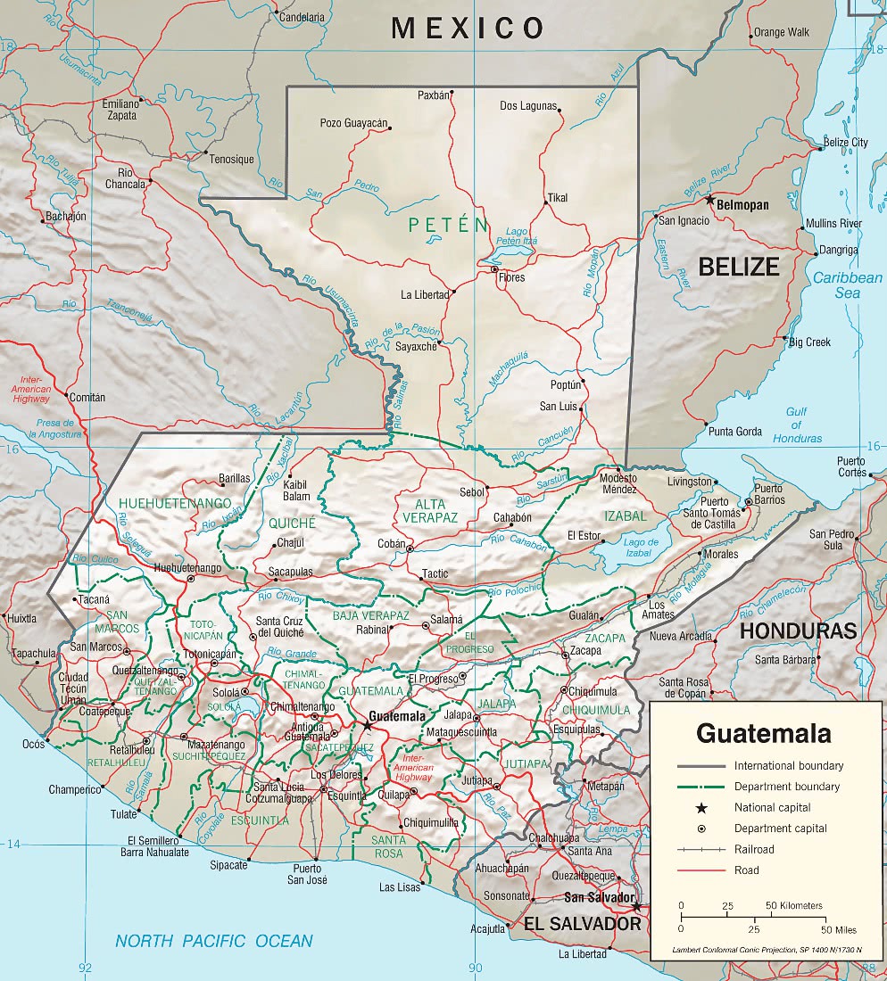 Guatemala relief map 2001