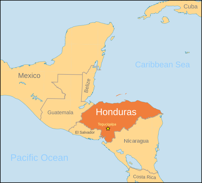 Honduras location labeled