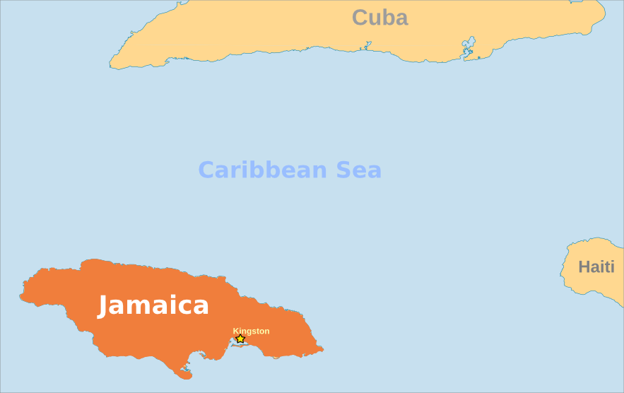 Jamaica map location labeled